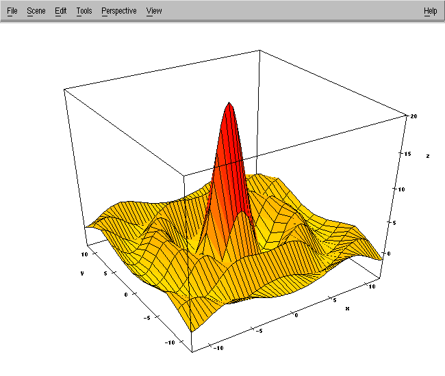 hat surface plot (51 x 11 mesh) in MuPAD