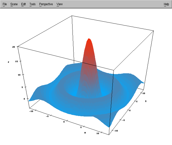 hat surface plot (51 x 11 mesh) in MuPAD