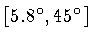 $ [5.8^\circ,45^\circ]$