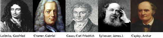Leibnitz Cramer Gauss Sylvester Cayley
