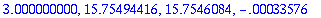 3.000000000, 15.75494416, 15.7546084, -.33576e-3