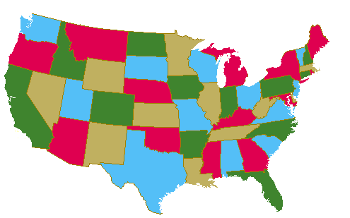 Us Map 4 Colors