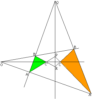 Diagram of Desargues' Theorem.