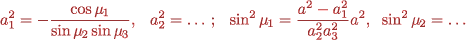 Equation relating angles and lengths in isometric projection.